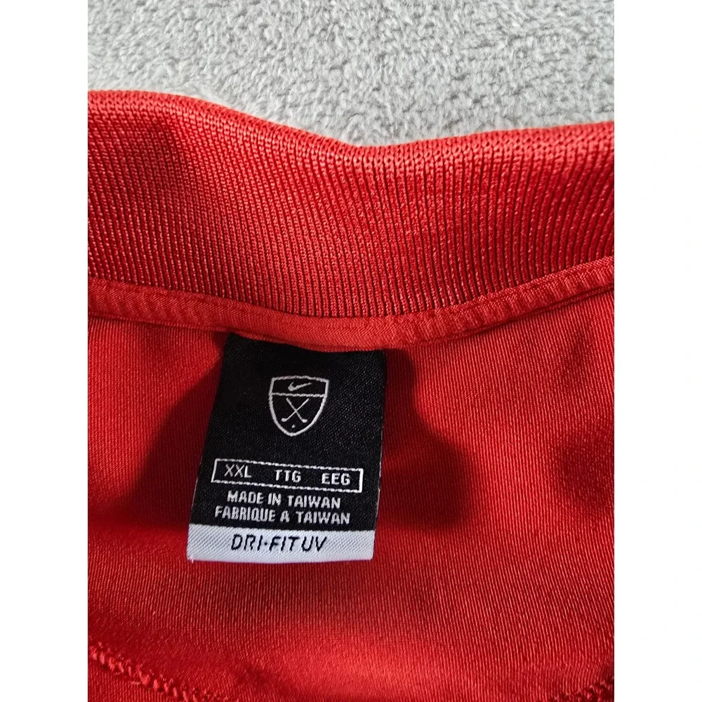 Vintage Nike Dri Fit UV Golf‎ Polo Shirt Mens XXL Red Stripe Short Sleeve Y2K